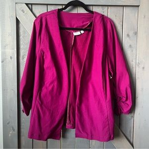 Kim Rogers open front purple blazer
